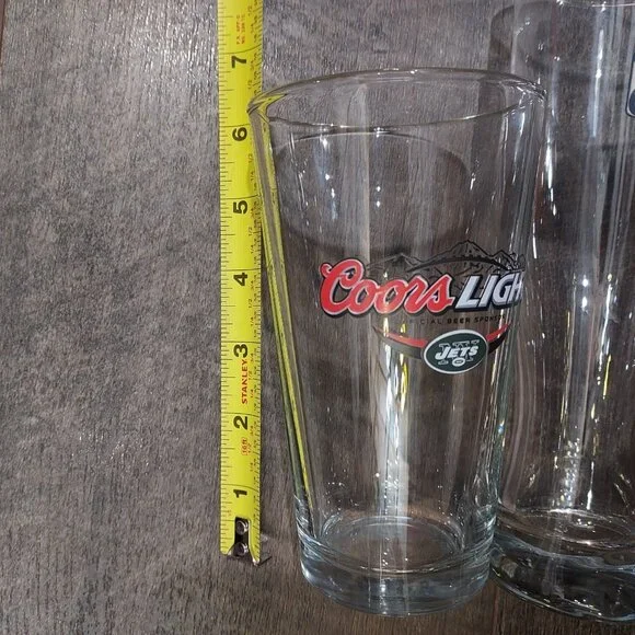 Beer Glass Lot of 3 Coors Jets Stella Blue Moon Barware - Picture 5 of 12